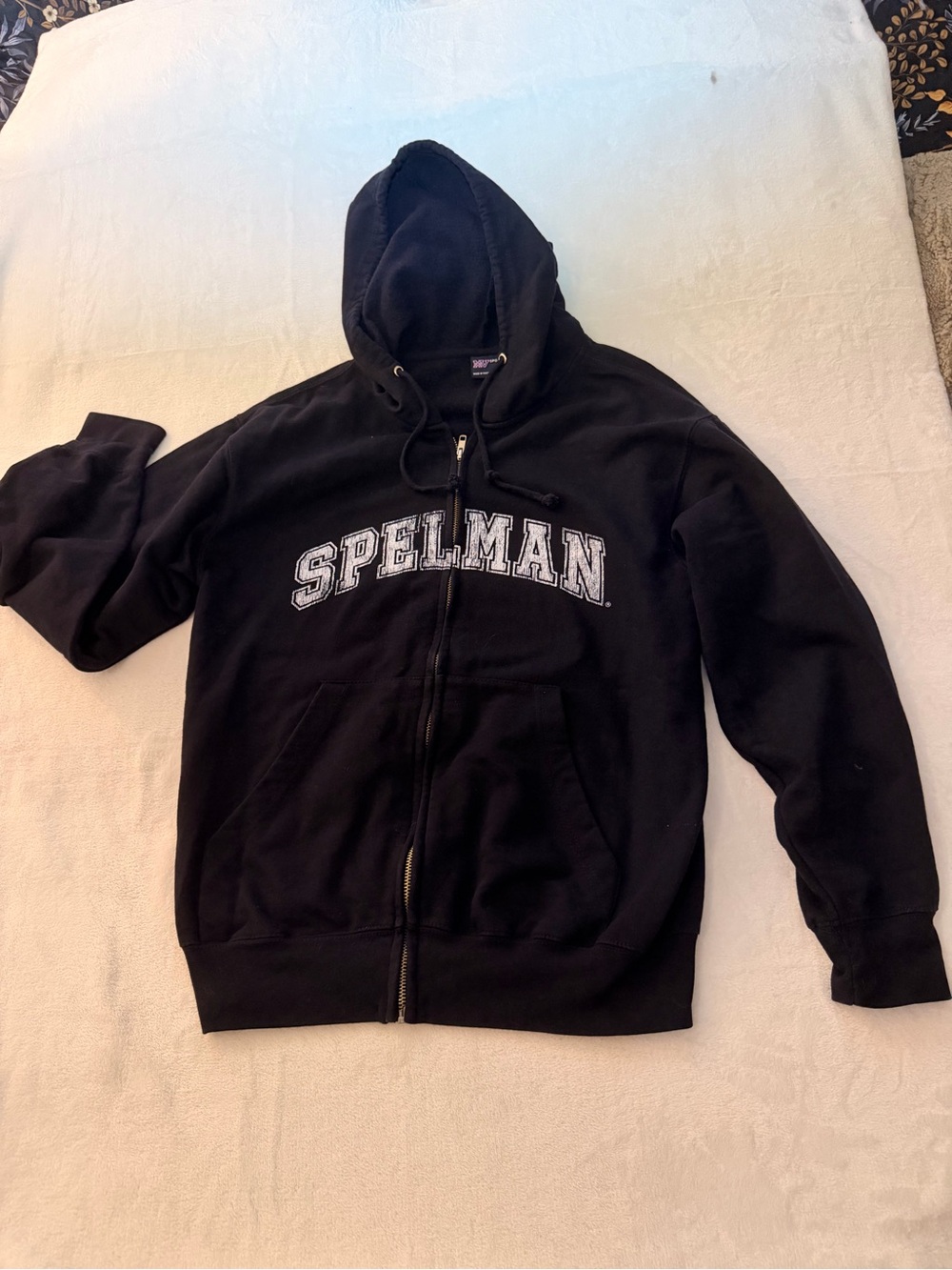 Women’s Spelman Black Zip-Up Hooded Sweater size: M